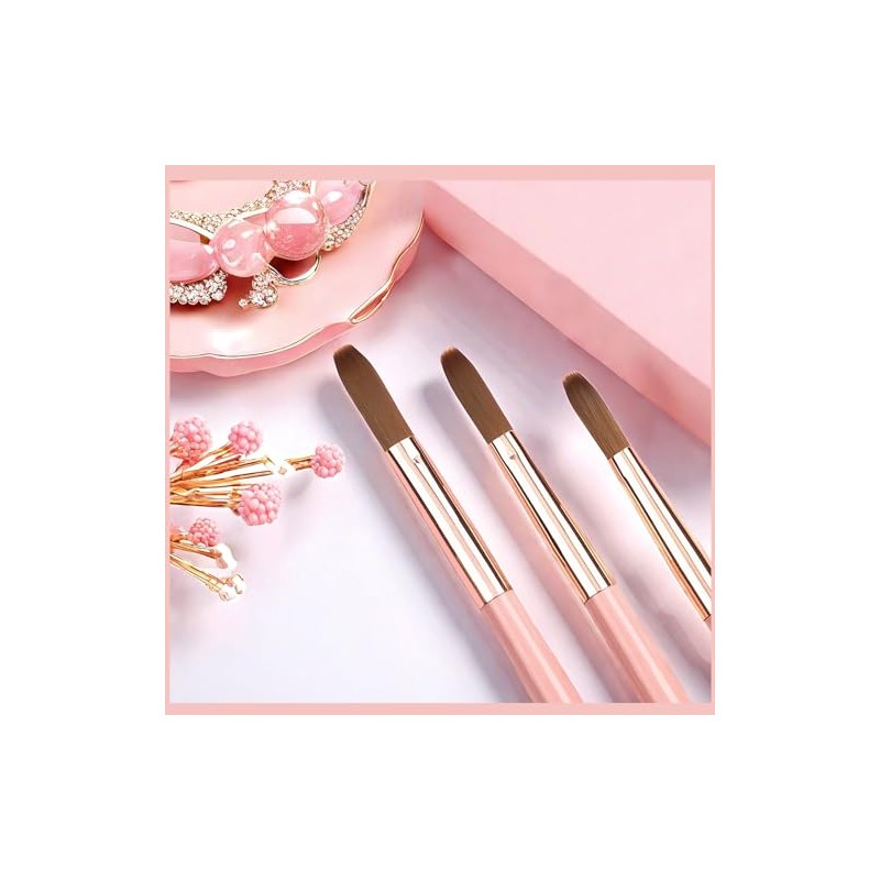 3Pcs Pinceles para Uñas Acrílicas, Brochas Acrílicas Para Uñas, Cepillos