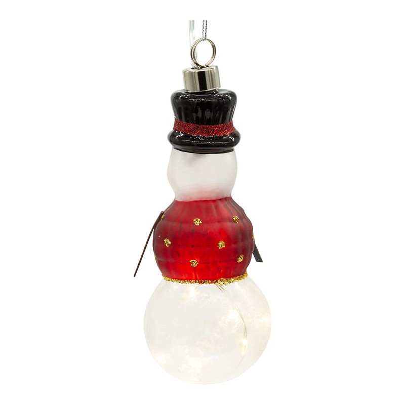 Kurt S. Adler USB Lighted Glass Snowman Ornament, 6.06-Inches, Multicolor