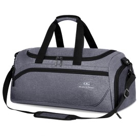 GSG SINCE 1998 Mens Sports Gym Bag with Wet Pocket & Shoe Compartment, 35L Travel Duffle Holdall with Padded Shoulder Strap, Foldable Overnight Bag for Swimming & Fitness