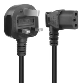 GELRHONR 90 Degree Kettle Lead Power Cable,3 pin Mains to Right Angle IEC C13 Power Lead for Computer,Monitor,TV,Halogen Oven-1.5M (Right Angle C13)