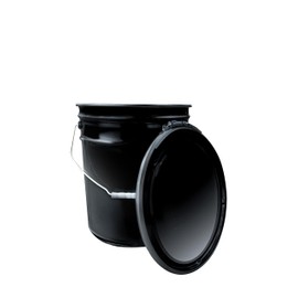 ATERET 5 Gallon Black Metal Bucket & Lever Lock Pail Lid - 3 Pack - Heavy Duty Durable Pails and Lids for Outdoor and Household Use