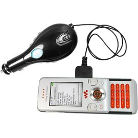 Mumbi Car Recharger Cable for Sony Ericsson Fast Port Connector Phones with Retractable