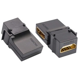 AAOTOKK 90 Degree HDMI Adapter Gold-Plated 90 Degree HDMI Keystone Female to Female for Full HD 1080p, 3D Coupler Adapter for Buckle Mounting Wall Plate Socket Panel (Black/2 Pieces)