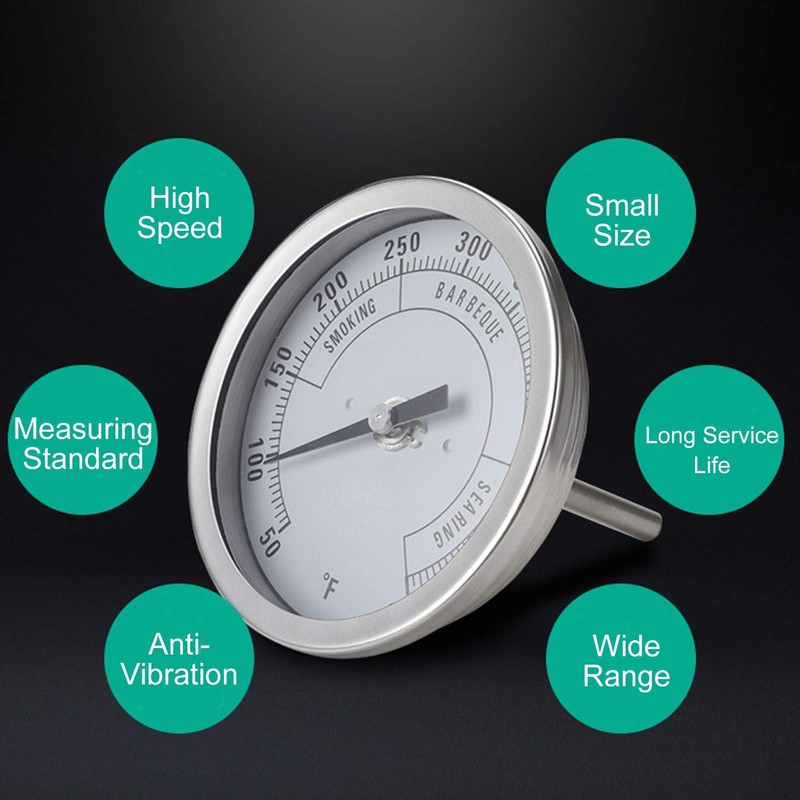 Dial Thermometer, 3in Adjustable NPT Thread 1/2in Pointer Thermometer for