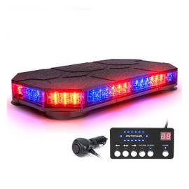 LUMENIX LED Rooftop Strobe Beacon Lights Bar w/Controller Magnetic Emergency Traffic Warning Security Caution Police Cop Lights for First Responder Vehicle Trucks Car - Red Blue (Patent Design)