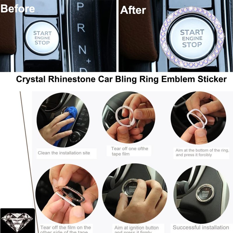 Diamond License Plate Frame,Luxury Clear Glass Crystal Rhinestone Bling License