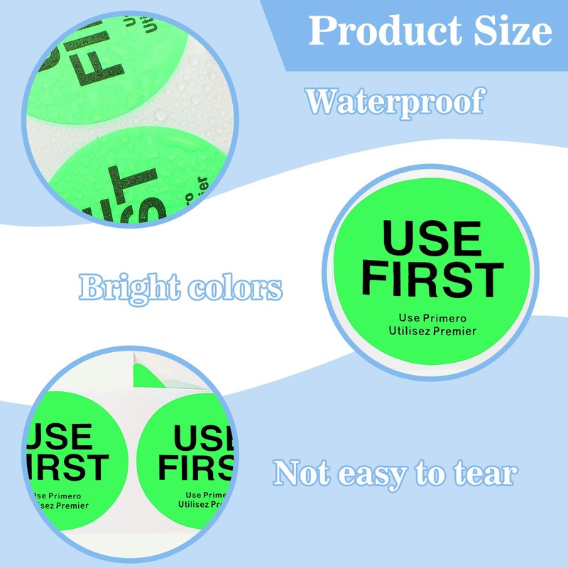Molain 3000 Pcs 1.5 Inch Use First Stickers, 6 Rolls