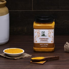 Malabar Turmeric (Haldi) Root Powder Spice, (High Curcumin Content) 16oz (1lb) 454g PET Jar ~ All Natural | 100% Pure | Vegan | Gluten Friendly | NON-GMO | Kosher | Indian Origin