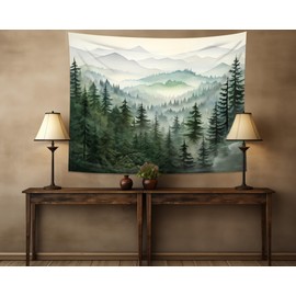 QGHOT Forest Tapestry Mountains, Nature Mountain Tapestry Wall Hanging, Natural Landscape Wall Tapestries for Bedroom Aesthetic Living Room Office Decor 60x40in