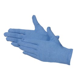 Oekotex Cotton Gloves 12 Pairs Medium Weight White, blue, 3101-BL
