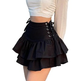 Hight Waist Cute Layered Flared Skirt - Punk Style Goth Streetwear Emo Skirt