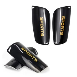 2 Pairs Mini Football Shin Pads for 6-12 Years, Youth & Adults Shin Guards for Soccer Games, Thick Tibia Protective Pad Calf Defender for Boys Girls Men Women Training Sport Exercise (Black)