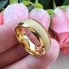 TUTISS 8mm Gold Sandblasted Tungsten Rings for Men Women Engagement
