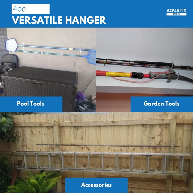 Aquatix Pro Pool Pole Hanger Premium 4pc Aluminium Holder Set,