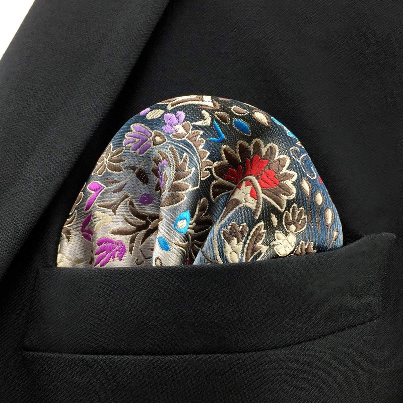 shlax&wing Men s Pocket Square Floral Wedding, L, Multicoloured