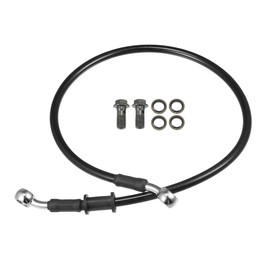 Motoforti Universal Brake Hose Motorcycle ATV Dirt Bike Motocross Braided Hydraulic Brake Line Oil Hose Pipeline, 60cm, Durable, Metal, Black Silver Tone, 1 Set