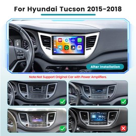 2+64G Android CarPlay Radio for 2015-2018 Hyundai Tucson, 9'' Touch Screen for Tucson Car Stereo Wireless CarPlay Android Auto Support GPS Navigation Bluetooth Mirror Link FM RDS DSP EQ