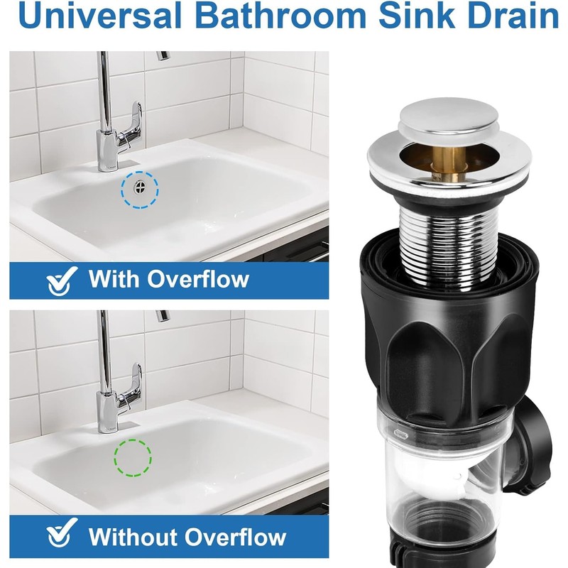 GUOYOU Siphon Sink Kit, Sink Drain Fitting Kit with Flexible