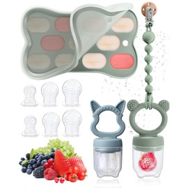 Chupete de Frutas,Mordedor sin BPA para Niños,Bandeja Congeladora de Comida de Frutas para Niños,Comedero para la Dentición y la Autoalimentación (Verde)