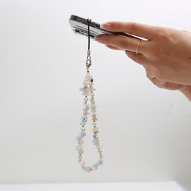 AOKSUNOVA Stones Beaded Phone Charm,Beaded Phone Wrist Strap Cell Phone Lanyard Bracelet for Women Girls