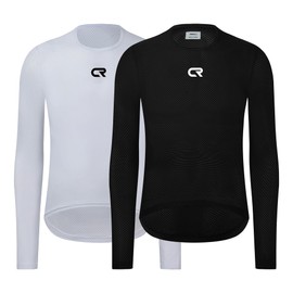 Coconut Ropamo CR 2 Pack Men's Cycling Base Layer Vests Long Sleeves Quick Dry Bike Tank Top Breathable Bike Riding Undershirt (Black&White, Medium)