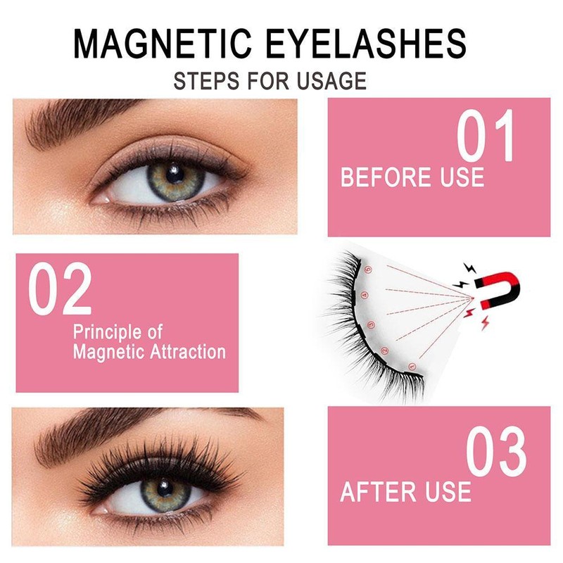 3D Magnetic Eyelashes and Eyeliner Set Makeup Magnetic Lashes Eyeliner