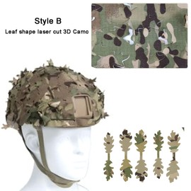 3D Multicam Camouflage Tactical Helmet Cover for Fast PJ MH BJ Base Jump Airsoft Military Combat Helmet Ghillie Scrim MTP Camo (Style B - Leaf shaped 3D Camo)