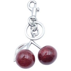 Xsclpomddy Cherry Bag Charms Cherry Keychain Pendant Glitter for Purses Handbags,red silver