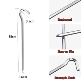 Tent Pegs Metal Heavy Duty Tent Hooks Camping Pegs Awning Pegs Aluminum Alloy Camping Hard Ground Pegs for Awnings, Heavy Duty Tent Pegs for Football Goal Net Swing Gazebo Garden Outdoor - 10Pcs