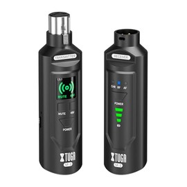 XTUGA Sistema de Micrófono Inalámbrico 2,4 GHz, Transmisor y Receptor XLR 48V, Adaptador Micrófonos Dinámicos Condensador para Espectáculos, Mezclador