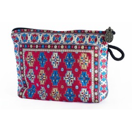 Oriental Carpet Cosmetic Pouch, Clutch, Makeup Bag-Quchan 05 Design Collection