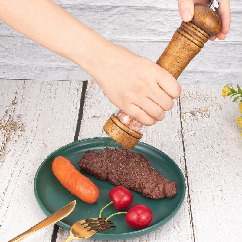 Haomacro Pepper Grinder, Wood Salt and Pepper Mills Set, Classic