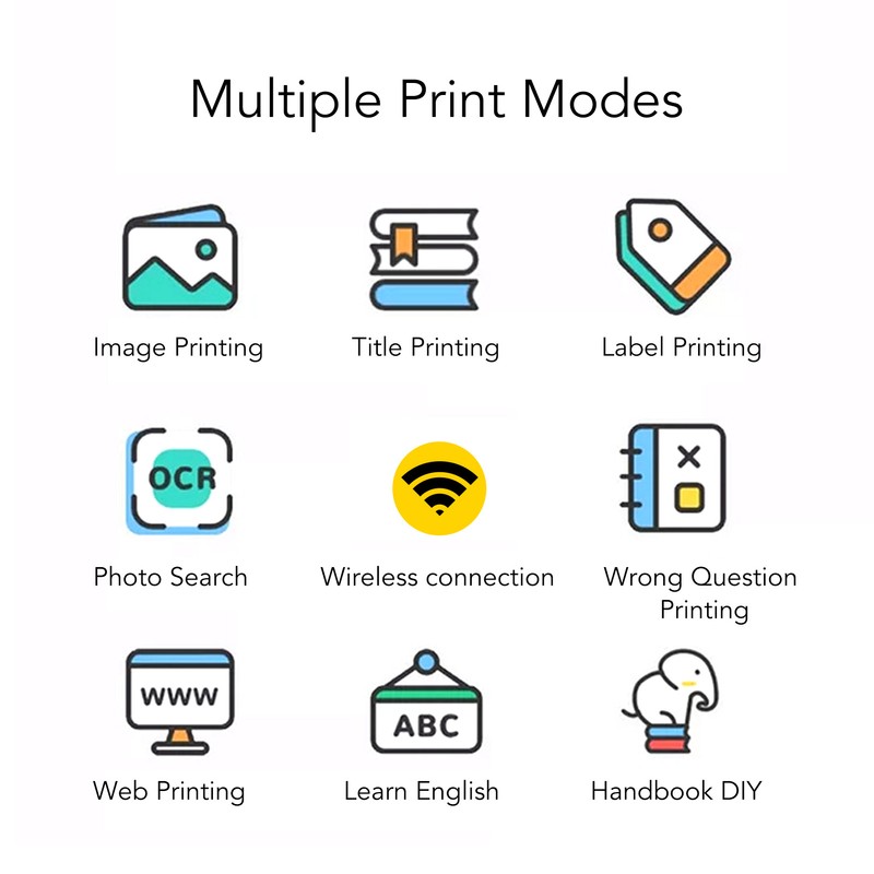Mini Thermal Printer HD Print 200dpi Resolution Inkless Rechargeable Portable