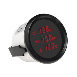 ELING 52mm 3 in 1 Multifunction Gauge with Voltmeter Oil Pressure Water Temperature Meter 8 Colors Backlight 12V 24Volts Waterproof