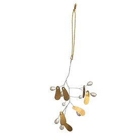 Creative Co-Op 7' H Metal Leaf & Acrylic Bead Ornament, White & Gold Finish