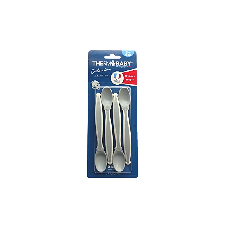 THERMOBABY 4 Soft Spoons Grey Charm Baby Food Soft Spoons