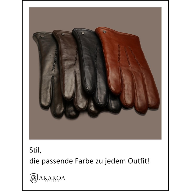 AKAROA ESTD 2019 DAN Men's Leather Gloves, Touchscreen Function, Italian