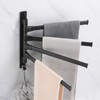 Black Swivel Towel Bar Punch Free Bathroom Towel Rack Wall