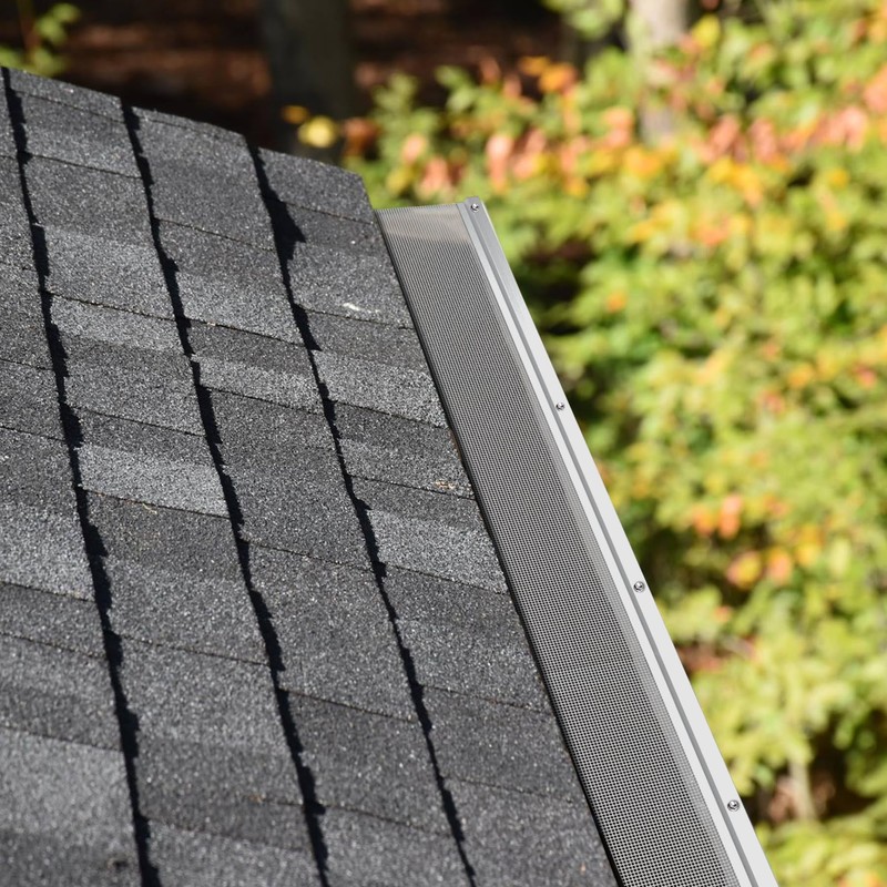 Flamorrow Stainless Steel Gutter Guard, 48Ft Gutter Cover, Micro-Mesh Leaf