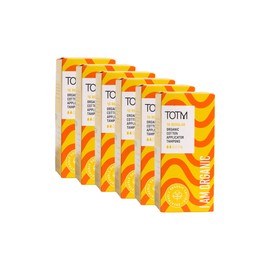 TOTM Regular Applicator Tampons | Certified Organic Cotton | Plastic-Free applicators & Wrappers | Naturally Soft, Absorbent & Super Comfy | 6 Packs | 96 tampons