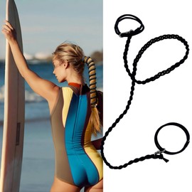 Rip Tie Hair Ties Ponytail Holders for Water Sports, Hair Bobbles for Thick Hair Scrunchies No Damage Strong Braided Pony Tails Ties fixed Long Curly Hair Surfing Swimming Riding (Black-35“)