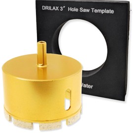 Drilax 3" Heavy Duty Masonry Diamond Hole Saw | Precision Locator Guide Included | 2" Deep for Concrete, Brick, & HVAC Pipes