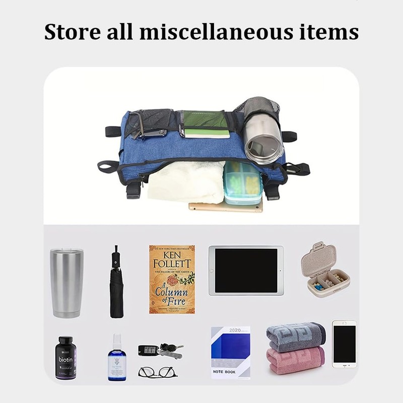 Foldable Walker Pouch, Walker Accessories for Folding Walker with Cup