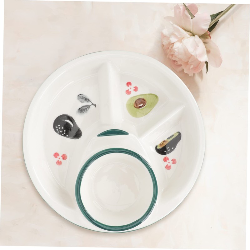 GRIRIW Chic Ceramic Dinner Plate Divided Sections for Bariatric Surgery