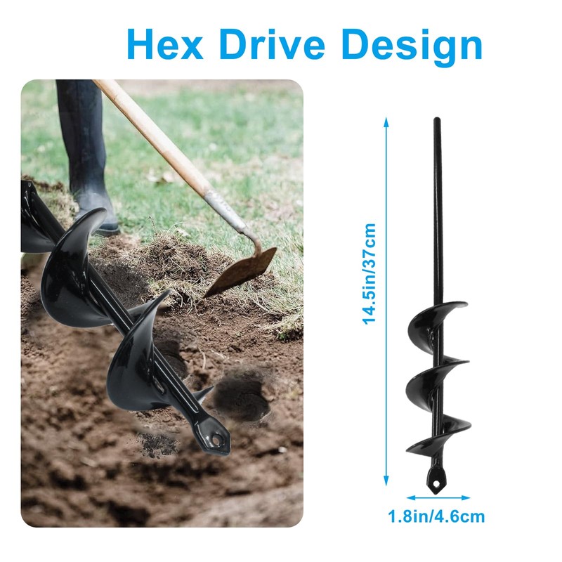 Aracombie Garden Auger Drill Bit for Planting, 3/8" Hex Drive