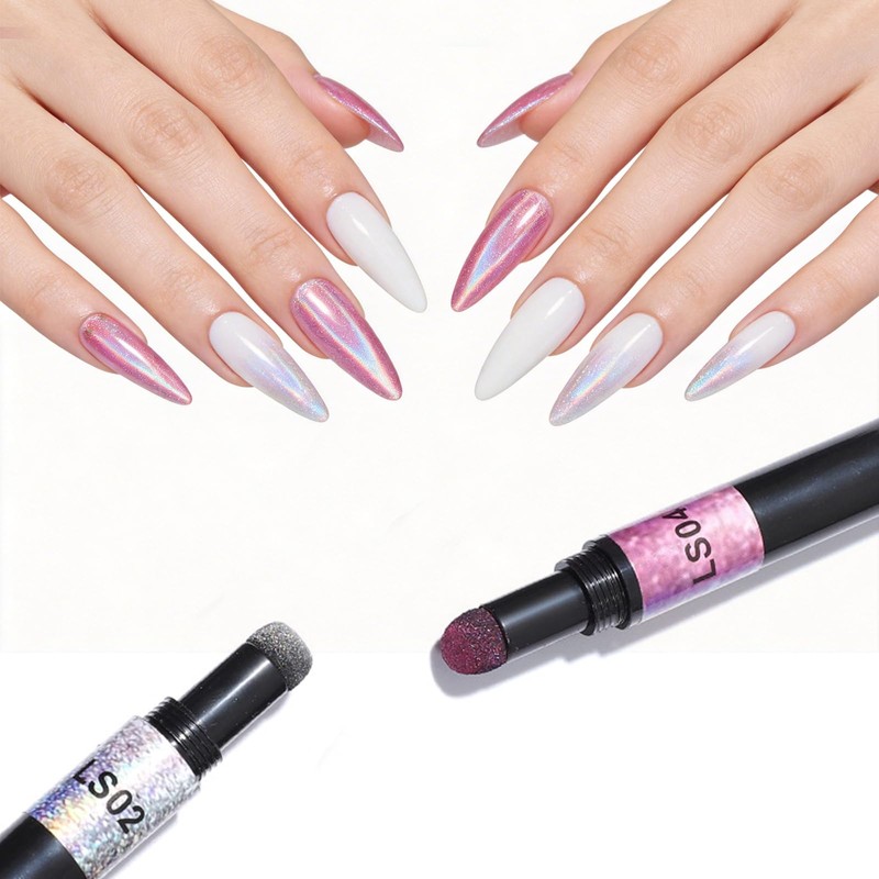 DANNEASY Air Cushion Chrome Powder Nail Pen Set (2 PCS)