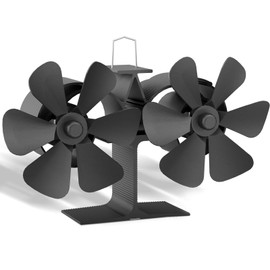 Miaton Wood Stove Fan Heat Powered Non Electric | Dual Motor Fireplace Fan | Heat Activated Thermal Fan for Wood Burning Stove/Log Burner