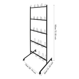 5-Tier Boxing Gloves Drying Rack, Boxing Glove Storage Stand with Universal Wheels, Metal Boxing Glove Drying Display Rack, Boxing Glove Stand Floor Standing, Holds 20 Pair of Gloves (Black)