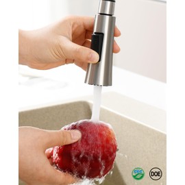 J-HVA Metal Kitchen Faucet Head Replacement, 2 Modes Pull Down Spray Head with 15 Adapters, Kitchen Sprayer Head Replacement, Sink Sprayer Replacement, Brushed Nickel, Stainless Steel