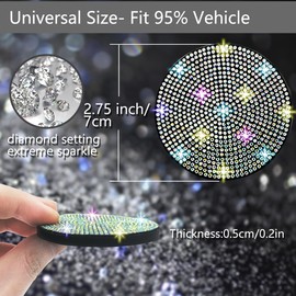 NBTEPEM 2pcs Bling Car Cup Holder Coaster, 2.75 inch Anti-Slip Shockproof Universal Fashion Car Coasters Insert Bling Crystal Rhinestone Automotive Interior Accessories for Women (2 pcs, Multicolor)